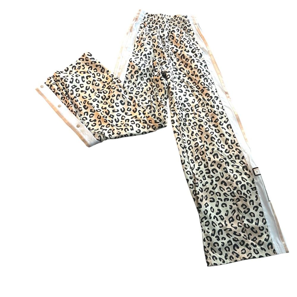 ADIDAS ORIGINALS LEOPARD LUXE WIDE LEG ADIBREAK TRACK PANTS-XS